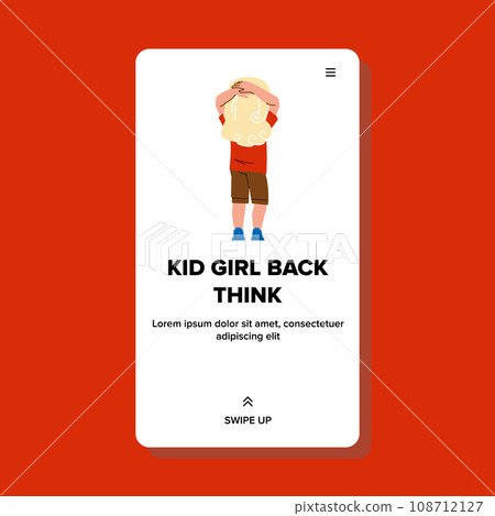 view kid girl back think vector view kid girl back think vector 108712127