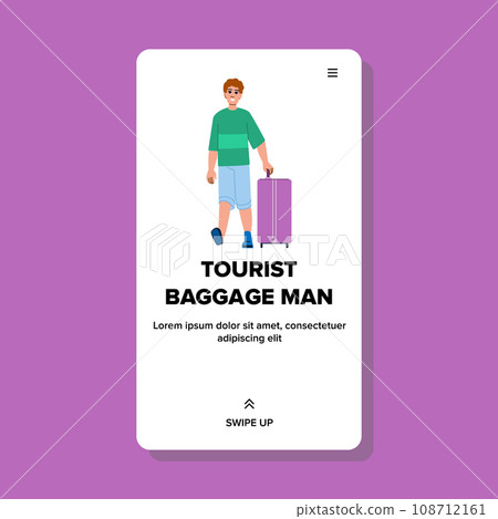 suitcase tourist baggage man vector suitcase tourist baggage man vector 108712161
