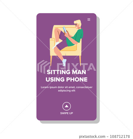 technology sitting man using phone vector 108712178