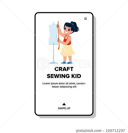 thread craft sewing kid vector 108712297