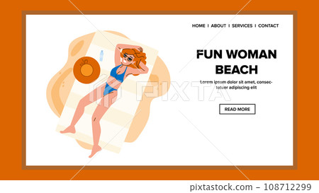 vacation fun woman beach vector 108712299