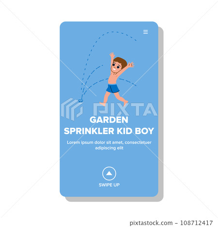 garden sprinkler kid boy vector garden sprinkler kid boy vector 108712417