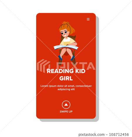 reading kid girl vector reading kid girl vector 108712456