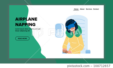 airplane napping woman vector 108712657