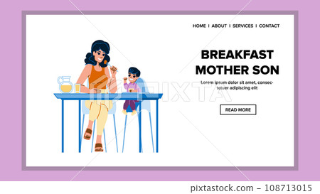 breakfast mother son vector breakfast mother son vector 108713015