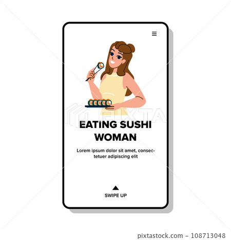 eating sushi woman vector eating sushi woman vector 108713048