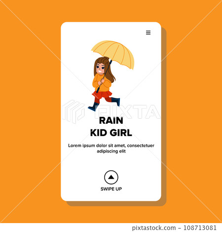 rain kid girl vector 108713081
