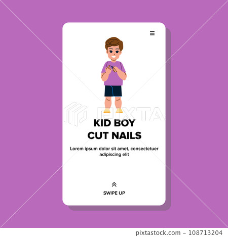 kid boy cut nails vector 108713204
