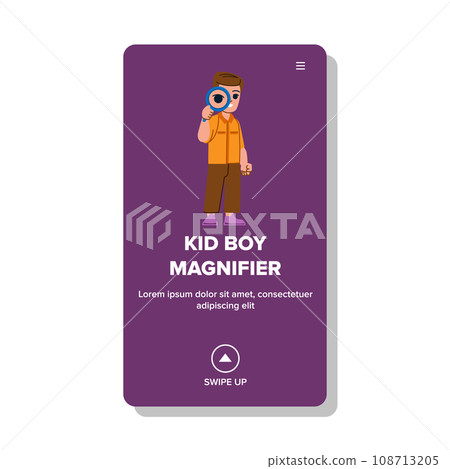 kid boy magnifier vector 108713205