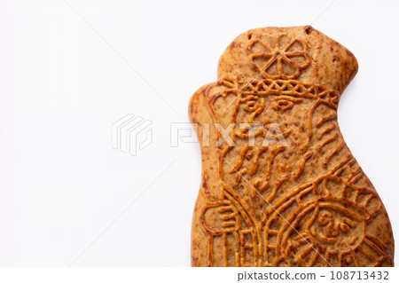 St. Nicolas cookie on white background. 5th December holiday in the Netherlands 108713432