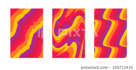 Psychedelic bright retro background. Texture with wavy rainbow lines Psychedelic bright retro background. Texture with wavy rainbow lines 108713438