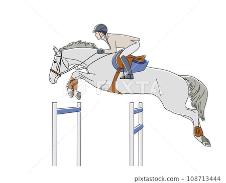 Vector illustration of equestrian show jumping Vector illustration of equestrian show jumping 108713444