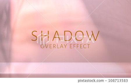 Podium scene and tropical palm leaves shadow overlay on beige background 108713583