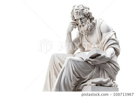 Marble Statue of Philosopher Isolated on White. Generative ai 108713967