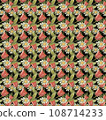 A drawing of tulips and daisies on a black background. 108714233