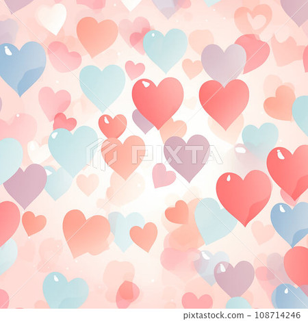 Cute soft pink background with hearts. Screensaver for Valentine's Day. 108714246