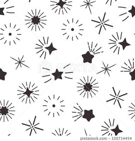 Seamless Pattern with Black Twinkling Stars On A Pristine White Backdrop, Creating A Celestial, Enchanting Design Seamless Pattern with Black Twinkling Stars On A Pristine White Backdrop, Creating A Celestial, Enchanting Design 108714454