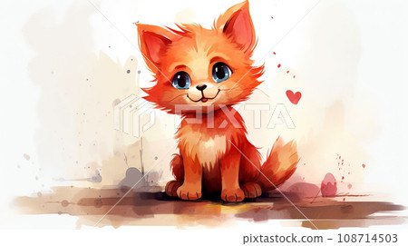 Cat in love on a white background. 108714503