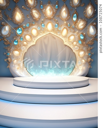 A stage decorated with jewels 108715074