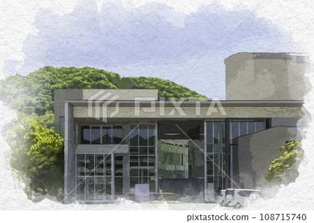 Watercolor painting style, Niimi City Hall, Manabi Plaza, Niimi City, Okayama Prefecture Watercolor painting style, Niimi City Hall, Manabi Plaza, Niimi City, Okayama Prefecture 108715740