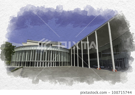 Watercolor painting style, Niimi City Hall, Manabi Plaza, Niimi City, Okayama Prefecture 108715744