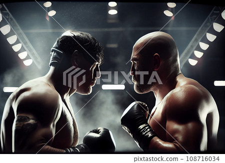 A couple of boxers bumping fists before a fight A couple of boxers bumping fists before a fight 108716034