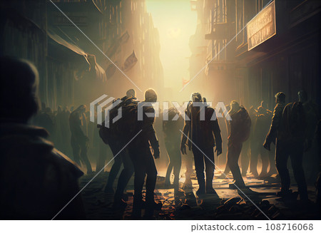 The depiction of a terrible disease in humans where the growth turns into zombies. 108716068