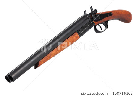 Sawn off shotgun isolated on white. 108716162