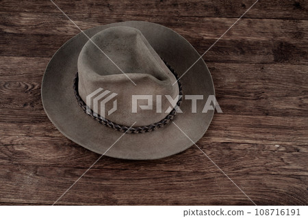 Old west hat on table. 108716191