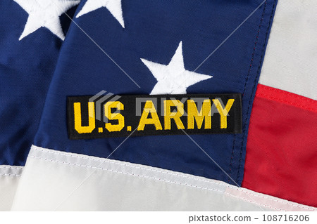 US ARMY Branch Tape on national USA flag 108716206