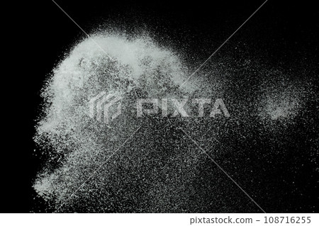 Photo image of falling down snow, heavy big small size snows. Freeze shot on black background isolated overlay. Fluffy White snowflakes splash cloud in mid air. Real Snow throwing Photo image of falling down snow, heavy big small size snows. Freeze shot on black background isolated overlay. Fluffy White snowflakes splash cloud in mid air. Real Snow throwing 108716255