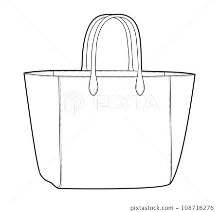 XL Tote Bag silhouette. Fashion accessory technical illustration. Vector satchel front 3-4 view for Men, women, unisex 108716276