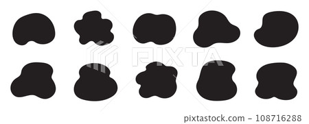 Organic blob shape, abstract amoeba, irregular fluid element set. Simple flat abstract splodge, amoeba blob, liquid shape graphic design element. Vector Organic blob shape, abstract amoeba, irregular fluid element set. Simple flat abstract splodge, amoeba blob, liquid shape graphic design element. Vector 108716288