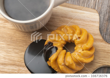 French cruller coffee French cruller coffee 108716376