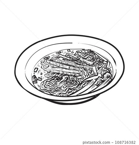 Egg Noodles With Red Pork drawing 108716382