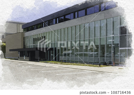 水彩風格新見市府南館 岡山縣新見市 水彩風格新見市府南館 岡山縣新見市 108716436