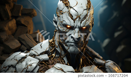 Veins of Light: The Stone Monarch Reigns in a Realm of Shadows. AI generation Veins of Light: The Stone Monarch Reigns in a Realm of Shadows. AI generation 108717204