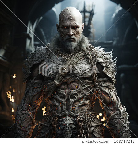 Enigmatic Stone Warrior Emerges from Ancient Ruins. AI generation Enigmatic Stone Warrior Emerges from Ancient Ruins. AI generation 108717213