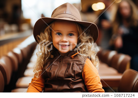 Curious Child Exploring Autumn Park Wonders. AI generation 108717224