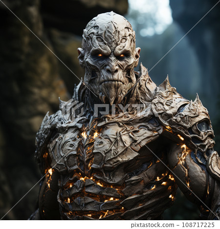 Mysterious Golem of the Enchanted Forest Stands Vigilant. AI generation 108717225