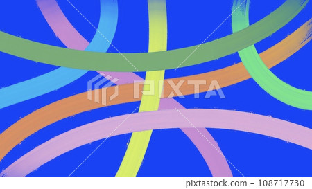 Hand-drawn Abstract Full-Color Paint Brush Strokes on a Blue Background. 108717730