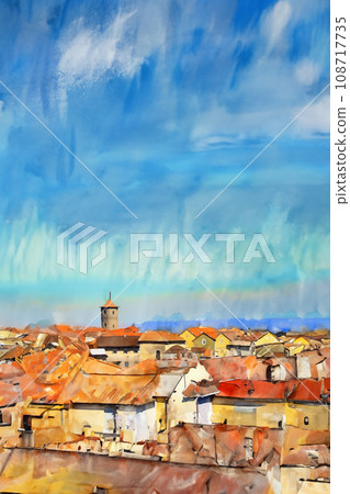 有塔的城鎮的插圖 有塔的城鎮的插圖 108717735