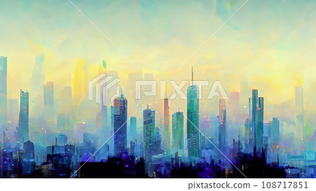 朦朧的摩天大樓城市的插圖 朦朧的摩天大樓城市的插圖 108717851