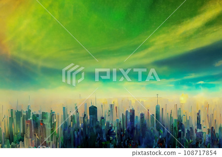 朦朧的摩天大樓城市的插圖 108717854
