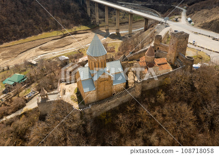 Medieval Ananuri fortress on Aragvi river in Georgia Medieval Ananuri fortress on Aragvi river in Georgia 108718058
