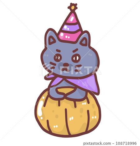Cat In Pumpkin Helloween Illustration Cat In Pumpkin Helloween Illustration 108718996