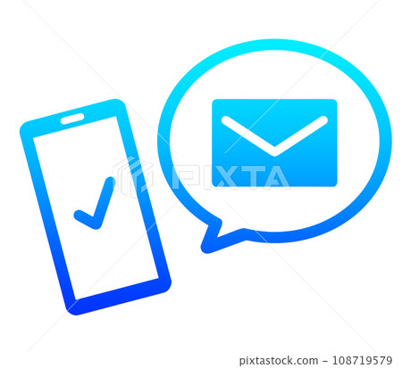 Blue gradient email icon and smartphone 108719579