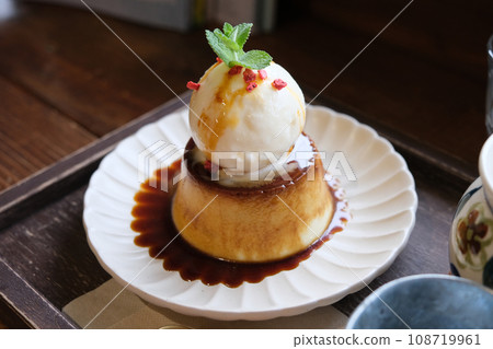 pudding with ice cream pudding with ice cream 108719961