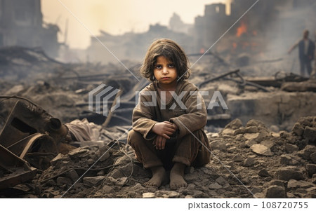 Civilian refugee affected from war and battle has no comeliness 108720755