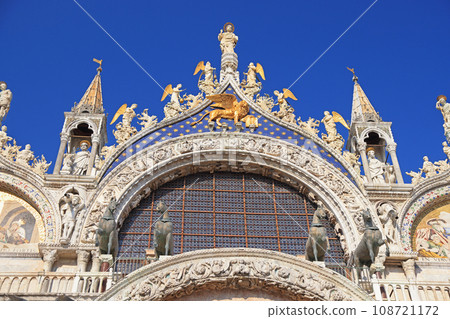 Beautiful artwork decorating the Patriarchal Cathedral Basilica of Saint Mark (Basilica Cattedrale Patriarcale di San Marco), Venice, Italy 108721172